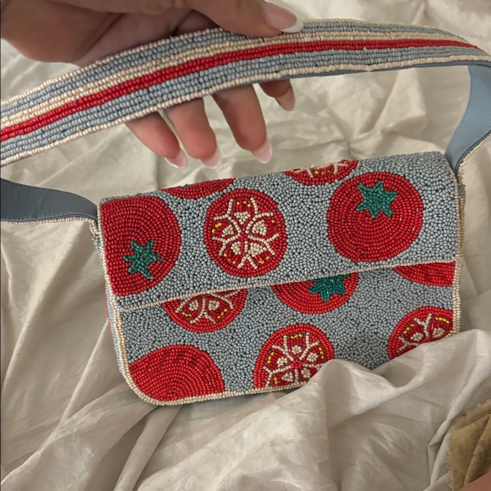 Anthropologie The Fiona Beaded Bag cherry tomatoes